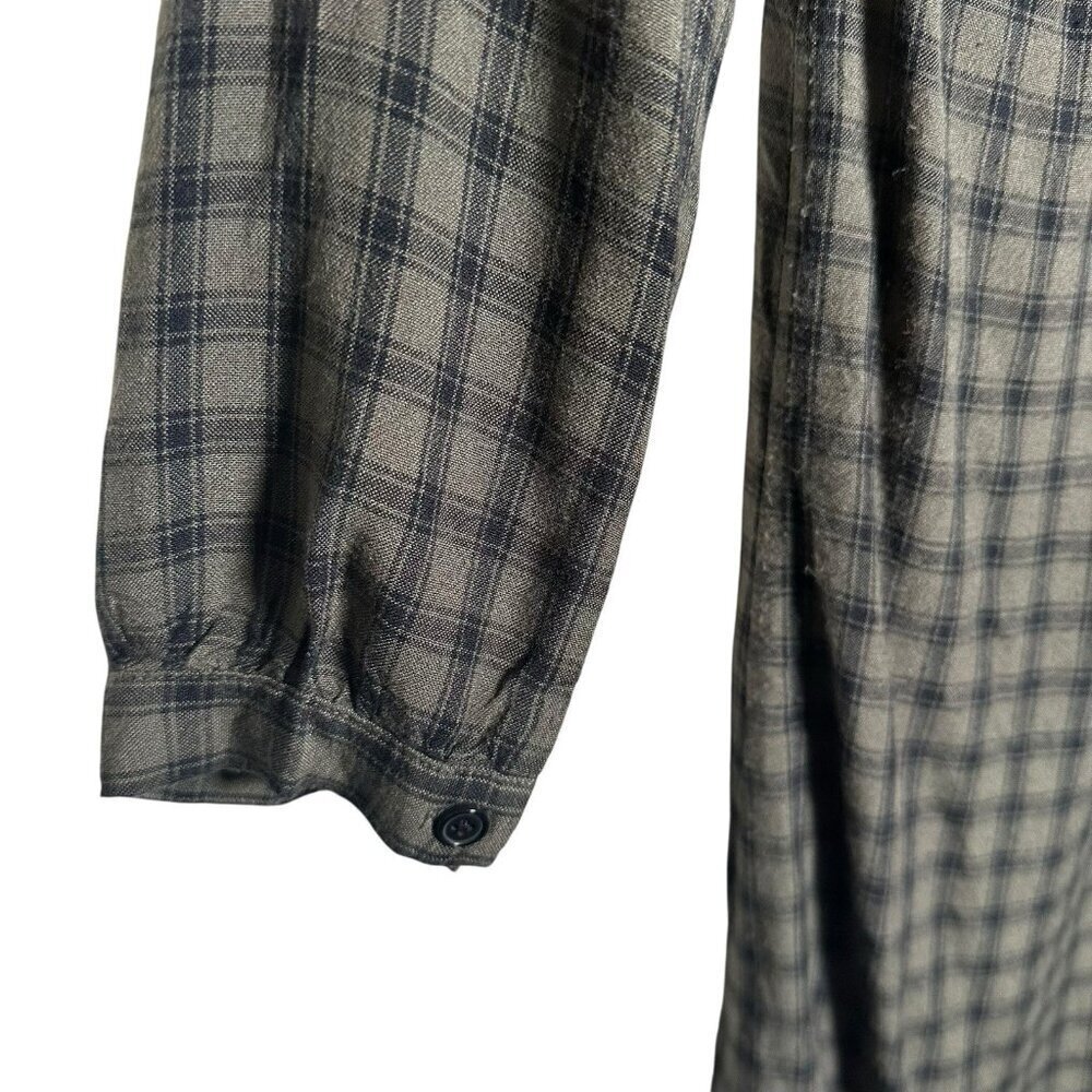 Rails Womens Small Bella Tie Waist Dress Olive Iron Check Button Up Long Sleeve - Picture 11 of 14